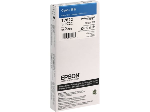 Epson T7822 - 200 ml - cyan - original - blekkpatron - for SURELAB SL D700