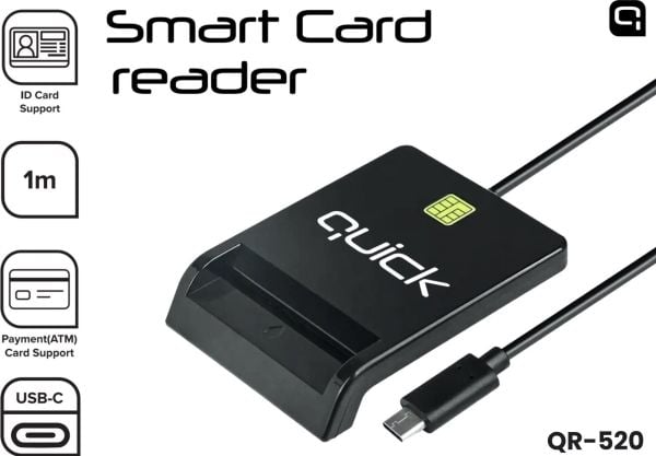 Quick QR-520 Smart ID-kortleser USB-C Quick QR-520 Smart ID-kortleser USB-C