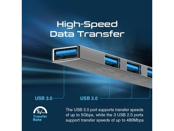 Promate LiteHub-4 USB-C-hubb 3xUSB2.0 + USB3.0