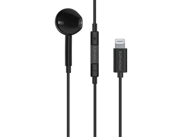Promate MonoPod Ergonomic kablede in-ear-hodetelefoner Lightning / 1,3 m (MFI-sertifisert)