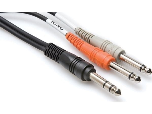 Hosa Technology TRS/2 x TS, Hankjønn, 2 x 6.35mm TS, Hankjønn, 3 m, Sort