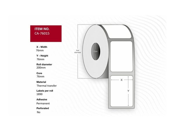 Capture - Polyester - permanet adhesiv - hvit - 76 x 76 mm 11340 etikett(er) (6 rull(er) x 1890 merkelapper