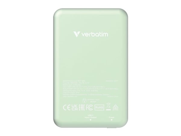 Verbatim Charge 'n' Go - Trådløs nødlader - magnetmontering - Li-pol - 5000 mAh - 20 watt - 2.4 A - Apple Fast Charge, PD 3.0, QC 3.0, Apple 2.4A, ...