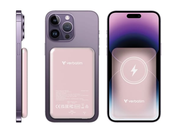 Verbatim Charge 'n' Go - Trådløs nødlader - magnetmontering - Li-pol - 5000 mAh - 20 watt - 2.4 A - Apple Fast Charge, PD 3.0, QC 3.0, Apple 2.4A, ...