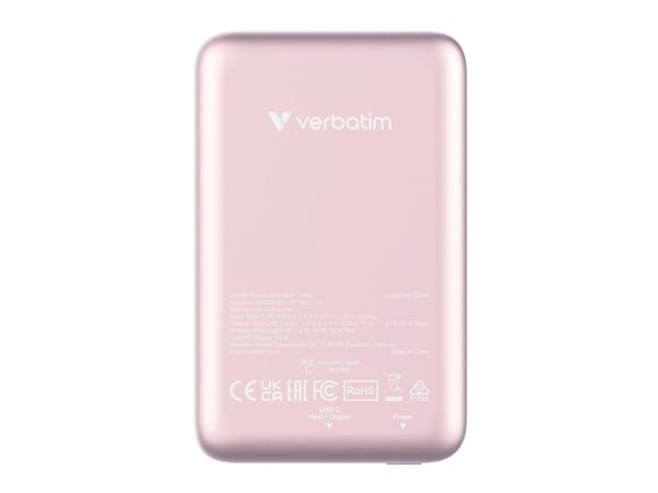 Verbatim Charge 'n' Go - Trådløs nødlader - magnetmontering - Li-pol - 10000 mAh - 20 watt - 2.4 A - Apple Fast Charge, PD 3.0, QC 3.0, Apple 2.4A,...