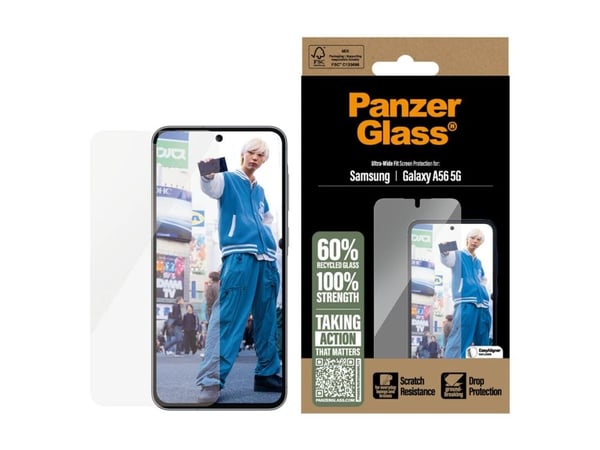 PanzerGlass - Skjermbeskyttelse for mobiltelefon - ultrabred passform - glass - for Samsung Galaxy A56