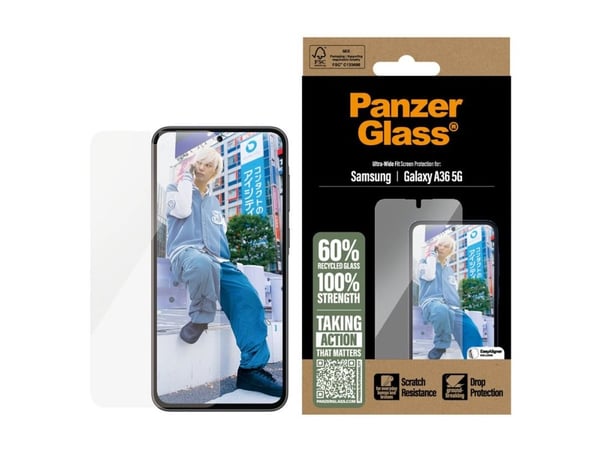 PanzerGlass ® Screen Protector Samsung Galaxy A36 5G | Ultra-Wide Fit, Samsung, Samsung - Galaxy A36 5G, Asennus kuivana, Naarmuuntumisenkestävä, I...
