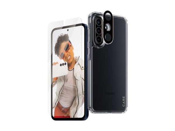 CARE by PanzerGlass - 3-i-1 beskyttelsespakke - beskyttelsesboks for mobiltelefon - robust - flaggskip - polyethlen-tereftalat (PET), herdet glass ...