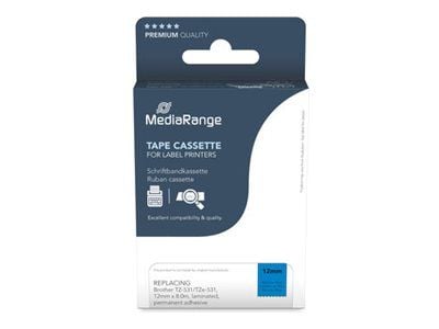MediaRange - Laminert - permanet adhesiv - sort på blått - Rull (1,2 cm x 8 m) 1 kassett(er) hengeboks - merketape (alternativ for: Brother TZ-531,... MediaRange - Laminert - permanet adhesiv - sort på blått - Rull (1,2 cm x 8 m) 1 kassett(er) hengeboks - merketape (alternativ for: Brother TZ-531,...