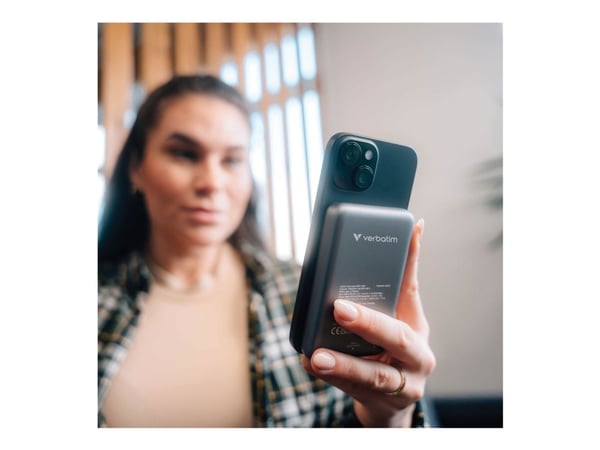 Verbatim Charge 'n' Go - Trådløs nødlader - magnetmontering - Li-pol - 10000 mAh - 20 watt - 2.4 A - Apple Fast Charge, PD 3.0, QC 3.0, Apple 2.4A,...