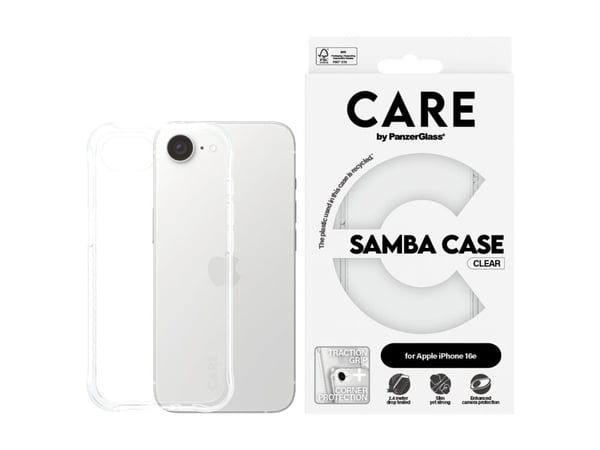 CARE by PanzerGlass Samba - bakdeksel til mobiltelefon - termoplastisk polyuretan (TPU) - klar - for Apple iPhone 16e