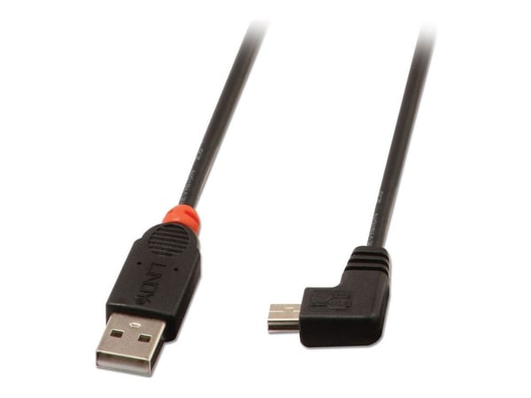 Lindy - USB-kaapeli - USB (han) til mini-USB type B (han) - USB 2.0 - 50 cm - 90° stikforbindelse, formet