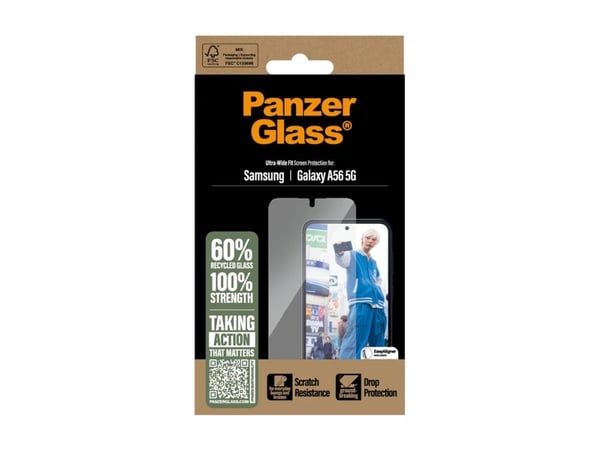PanzerGlass - Skjermbeskyttelse for mobiltelefon - ultrabred passform - glass - for Samsung Galaxy A56