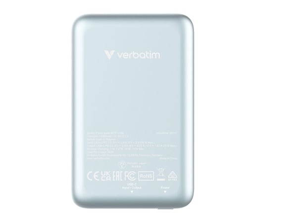 Verbatim Charge 'n' Go - Trådløs nødlader - magnetmontering - Li-pol - 10000 mAh - 20 watt - 2.4 A - Apple Fast Charge, PD 3.0, QC 3.0, Apple 2.4A,...