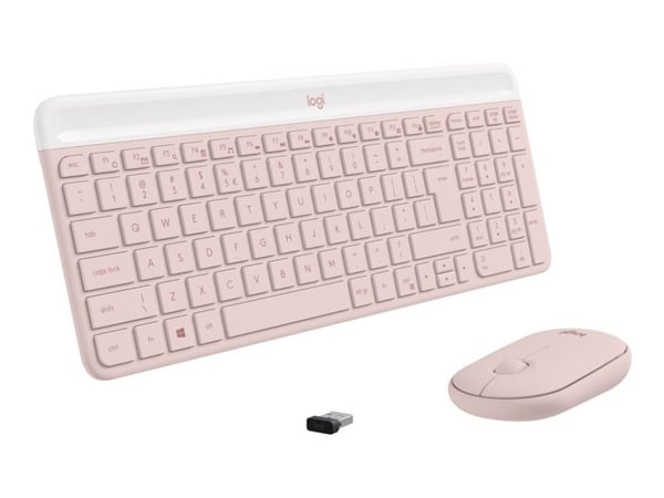 Logitech Slim Wireless Combo MK470 - Tastatur- og mussett - trådløs - 2.4 GHz - QWERTY - US International - rosa