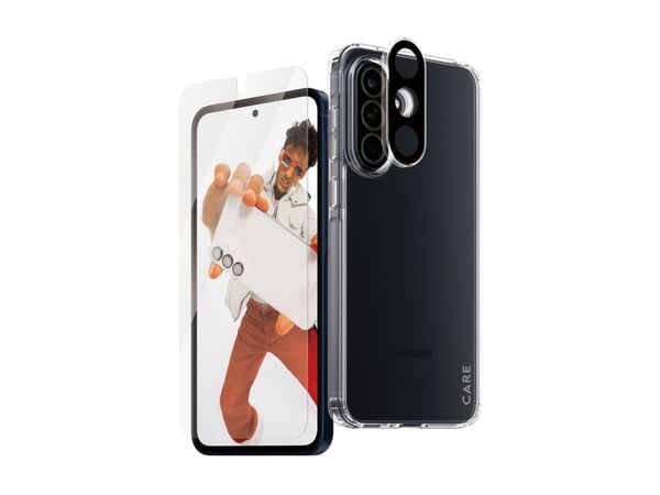 CARE by PanzerGlass - 3-i-1 beskyttelsespakke - beskyttelsesboks for mobiltelefon - robust - flaggskip - polyethlen-tereftalat (PET), herdet glass ...