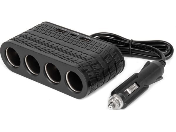 Sigarettenneruttak splitter med lader 2x usb-a 1x usb-c 12v 24v 120w 80cm amio-04367
