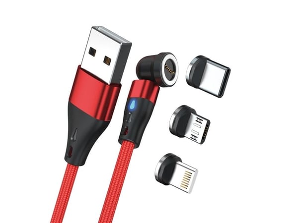 RealPower MagneticCharge3, 1 m, USB A, Rød