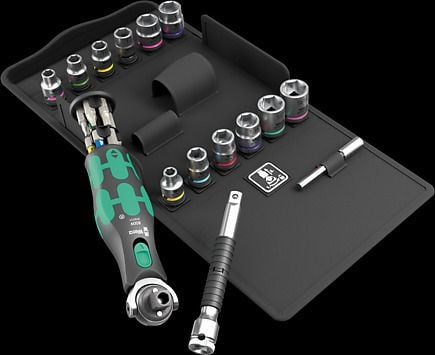 Wera 05004285001, Støpselsett, 1/4", Metrisk/imperisk, 8,9,10,12,14,16 mm, 1/2,1/4,3/8,5/16,7/16,9/16", TX10, TX15