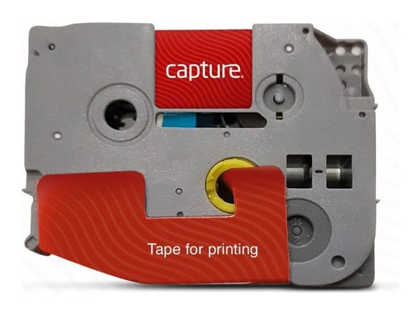 Capture 12mm x 8m White on Black Tape
