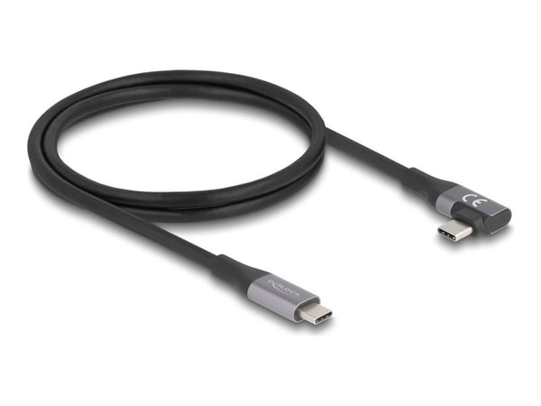 Delock - USB-kabel - 24 pin USB-C (hann) rett til 24 pin USB-C (hann) venstre/høyre-vinklet - USB 3.2 / Thunderbolt 3 - 48 V - 5 A - 1 m - utvidet ...