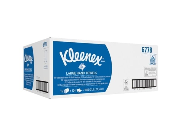 Kleenex Ultra Medium - Papirklut - AIRFLEX-tøy - 124 ark - interfold - hvit (en pakke 15) - for P/N: 6910, 6962, 6973