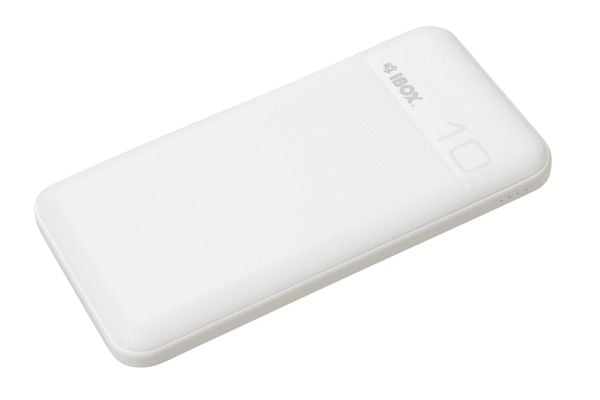 iBOX PB10 - Strømbank - 10000 mAh - 20 watt - 3 A - PD 3.0, QC 3.0 - 2 utgangskontakter (USB, USB-C) - på kabel: USB-C - hvit
