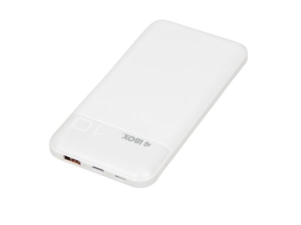 iBOX PB10 - Strømbank - 10000 mAh - 20 watt - 3 A - PD 3.0, QC 3.0 - 2 utgangskontakter (USB, USB-C) - på kabel: USB-C - hvit
