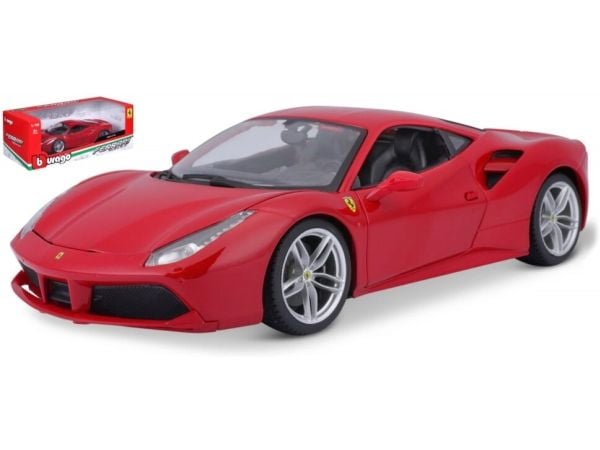 BBURAGO Ferrari 488 Gtb, Sportsbil, Montert på forhånd, 1:18, Ferrari 488 Gtb, Hankjønn, Rød