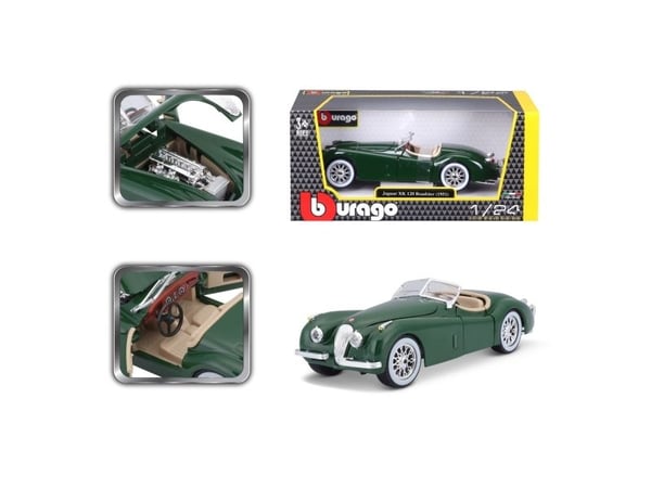 BBURAGO Jaguar Xk 120 Cabrio 1948, Roadster model, Formonterede, 1:24, Jaguar Xk 120 Cabrio, dark green - Land vehicle model