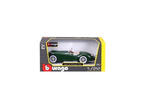 BBURAGO Jaguar Xk 120 Cabrio 1948, Roadster model, Formonterede, 1:24, Jaguar Xk 120 Cabrio, dark green - Land vehicle model