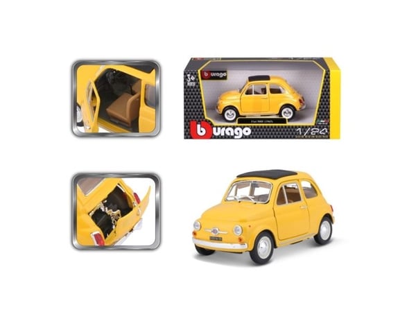 BBURAGO Fiat 500 F 1965, Klassisk bil, Montert på forhånd, 1:24, Fiat 500F del 1965, Alle kjønn, Metall, Plast