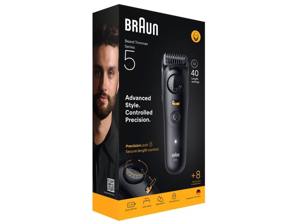 Braun BeardTrimmer 5 BT5560, Vaskbar, Batteri, Sort
