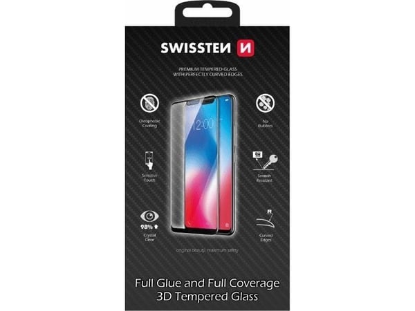 Swissten Ultra Durable Full Face / Full Glue herdet skjermbeskytter 9H for Samsung Galaxy A40 Black 405