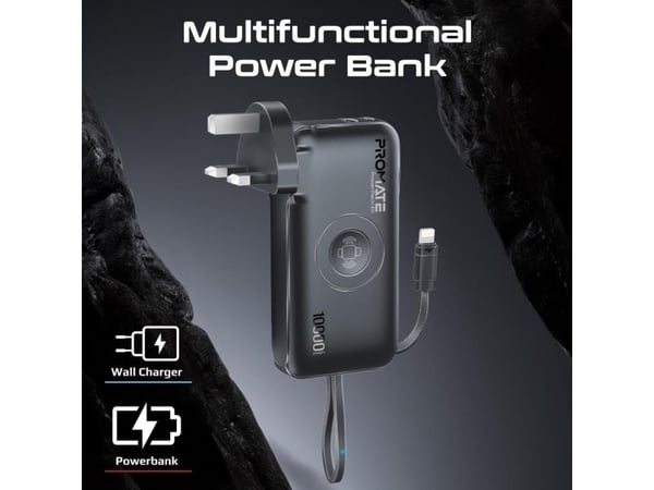 Promate PowerPack-10i powerbank 22W 10000mAh USB-C QC3.0 iWatch 2,5W 220V EU/US/UK