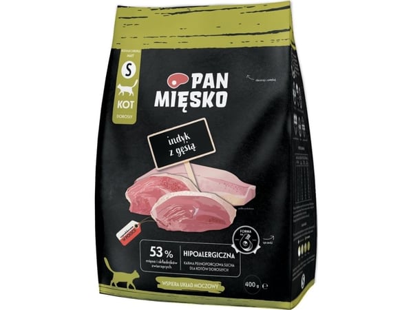 Pan Miesko Tørrfôr til katt: and med gås (voksen) sprø biter S 400 g