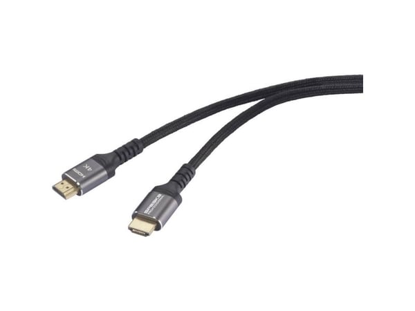 SpeaKa Professional HDMI-tilkoblingskabel HDMI-A-plugg 1,00 m grått metallhus SP-13125600 4K UHD (SP-13125600)