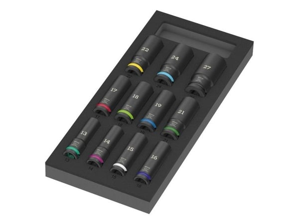Wera 05150115001, Støpselsett, 1/2", Metrisk, 11 hoder, 13,14,15,16,17,18,19,21,22,24,27 mm, 405 mm