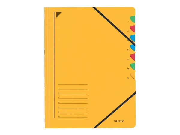 Leitz - Klassifikasjonsmappe - 7 rom - 7 deler - fortrykt: I-VII - for A4 (210 x 297 mm) - med fliker - gul