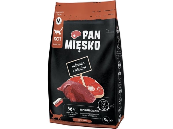 Pan Miesko kattemat tørr med okse og hjort (voksen), 5 kg