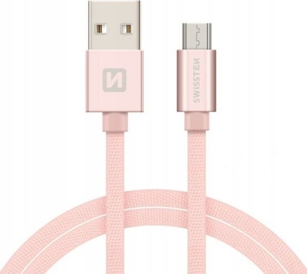 Swissten microUSB - microUSB USB-kabel 2 m rosa (8595217455559)