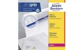 Avery L7164-100, Itsekiinnittyvä lappu, Valkoinen, Paperi, Laser, Kiinteä, Pyöristetty suorakulmio