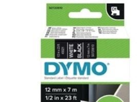 DYMO D1 - vakiopolyesteritarrat - Valkoinen mustalla -12mm x 7m, Valkoinen mustalla, D1, Polyesteri, Belgia, -18 - 90 °C, DYMO