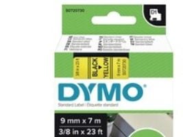 Teksttape, Dymo D1, 9 mm, sort/gul