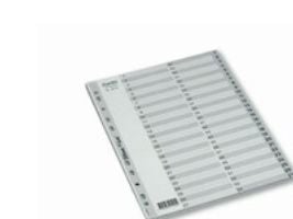 Register, Bantex Basic-line, plast, A4, grå, 1-54