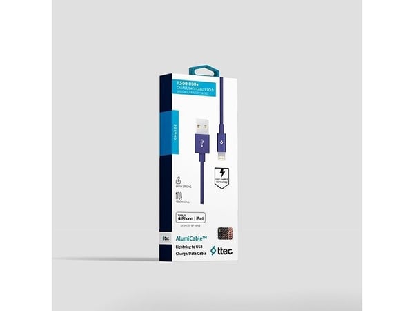 Ttec AlumiCable, 1,2 m, Lightning, USB A, Uros, Uros, Sininen