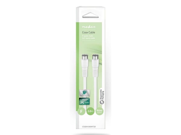 Nedis CSGB41300WT20, 2 m, F-typ, F-typ, Vit