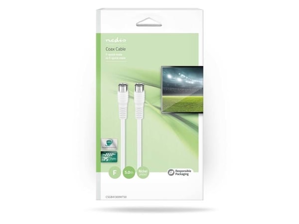 Nedis CSGB41300WT50, 5 m, F-typ, F-typ, Vit