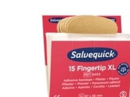 Plaster, Salvequick Fingertip 6454, tekstil, XL, pakke a 6 stk.
