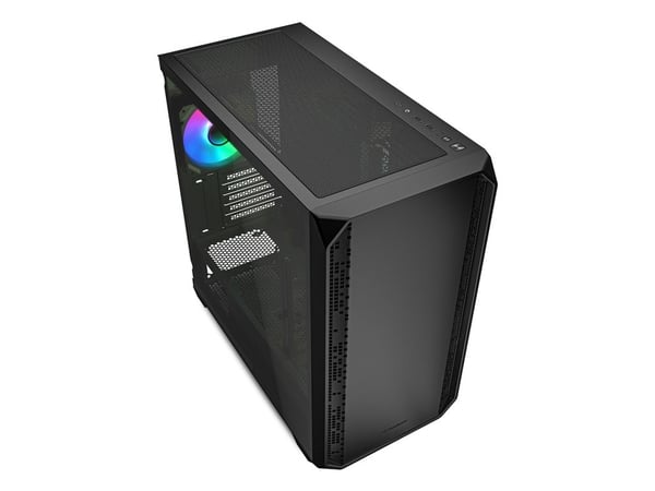 Sharkoon MK2 RGB, Micro Tower, PC, musta, mikro ATX, Mini-ITX, Multi, Kotelotuulettimet